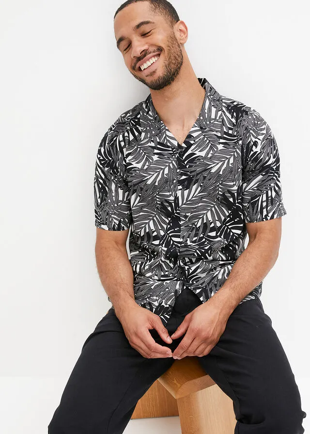 Camisa de manga corta Negro de flores