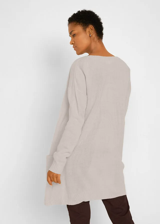 Chaqueta de punto básica gris piedra