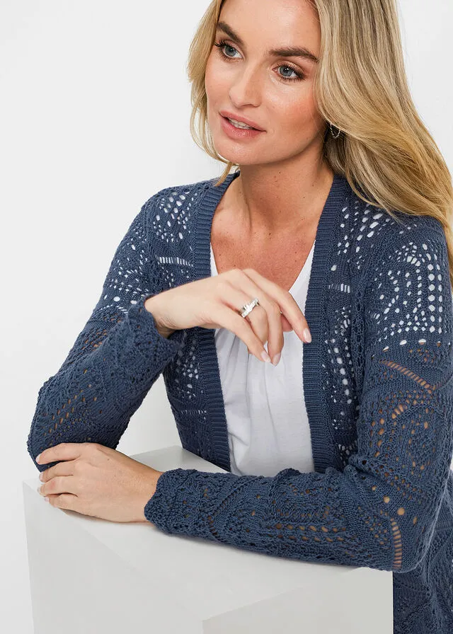 Chaqueta de punto larga Azul oscuro