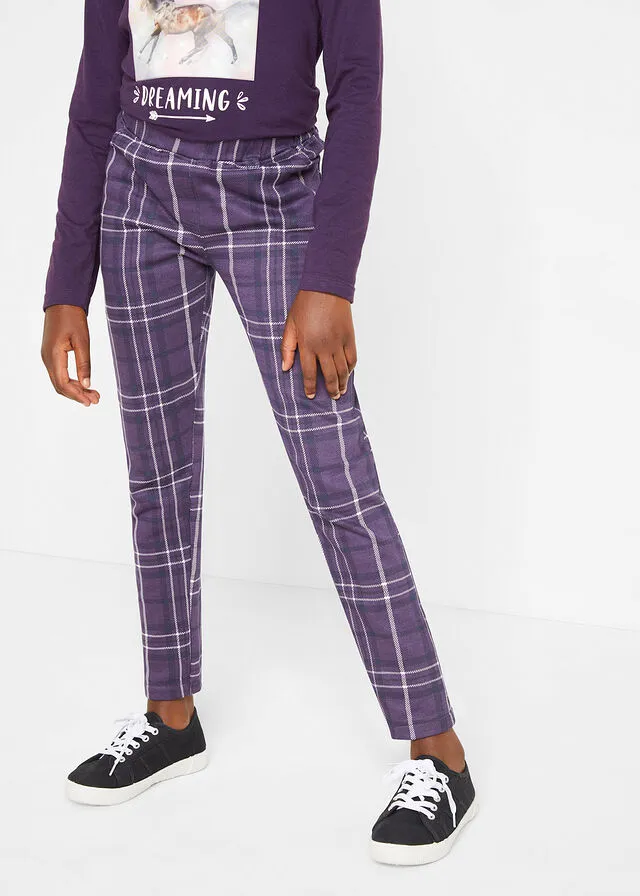 Leggings térmicos lila oscuro a cuadros