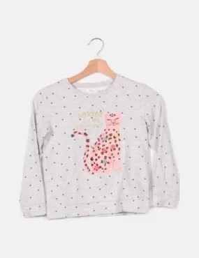 Sfera Sudadera gris estampado motas dibujo