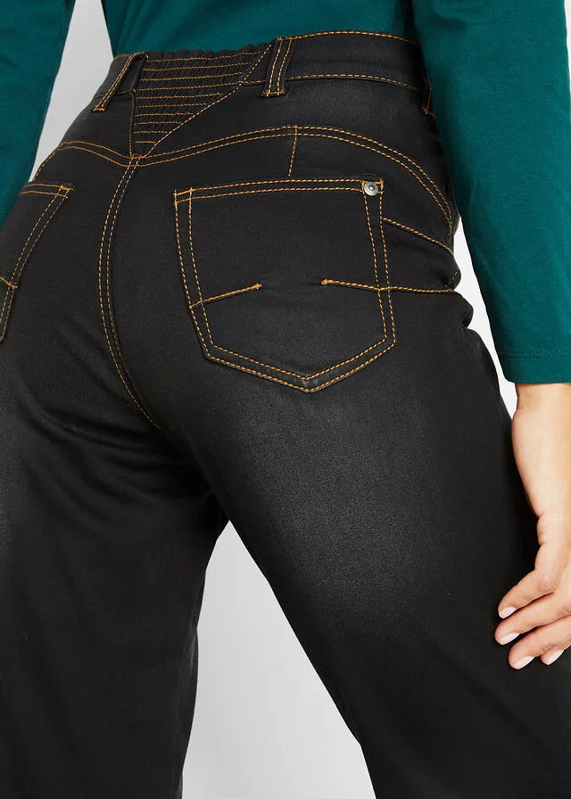 Vaqueros térmicos con efecto push-up y cintura cómoda, de corte recto denim negro