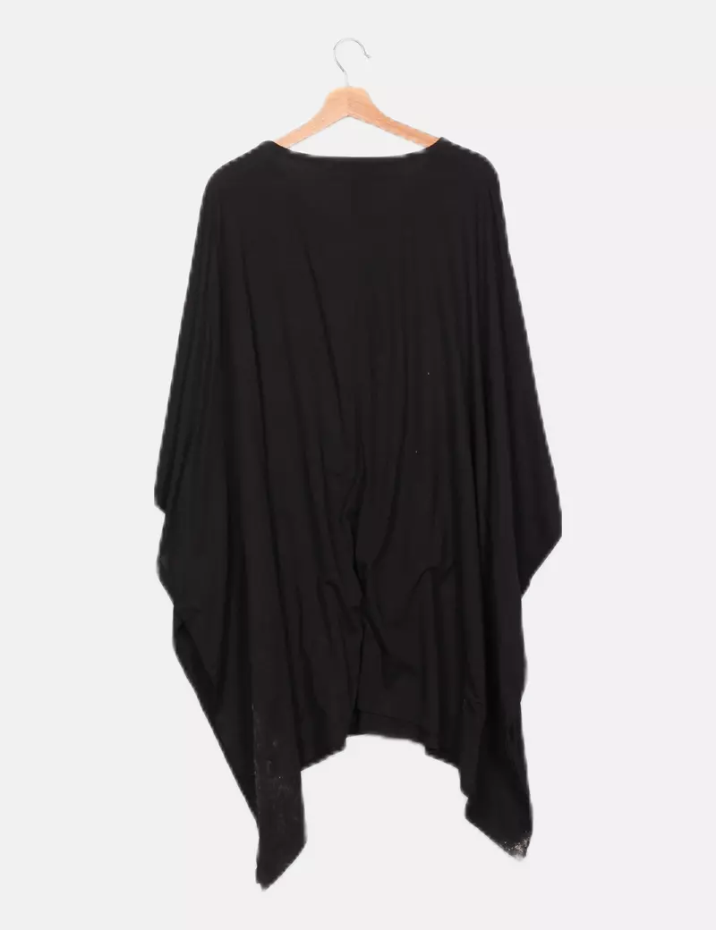 Zanzea Poncho negro largo